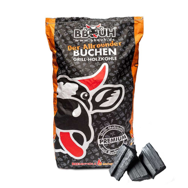 Holzkohle Buche für BBQ, Grillkohle groß, 10kg, Buchenholzkohle, Steakhouse Qualität, Premium Qualität, Körnung: 30-130mm, Weber Grill geeignet, 1x 10kg Sack, VERSANDKOSTENFREI